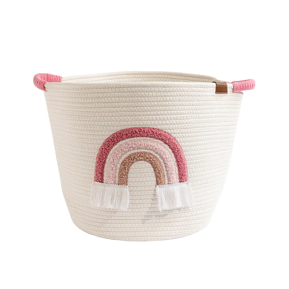 Cotton Rope Embroidered Hampers - Rainbow