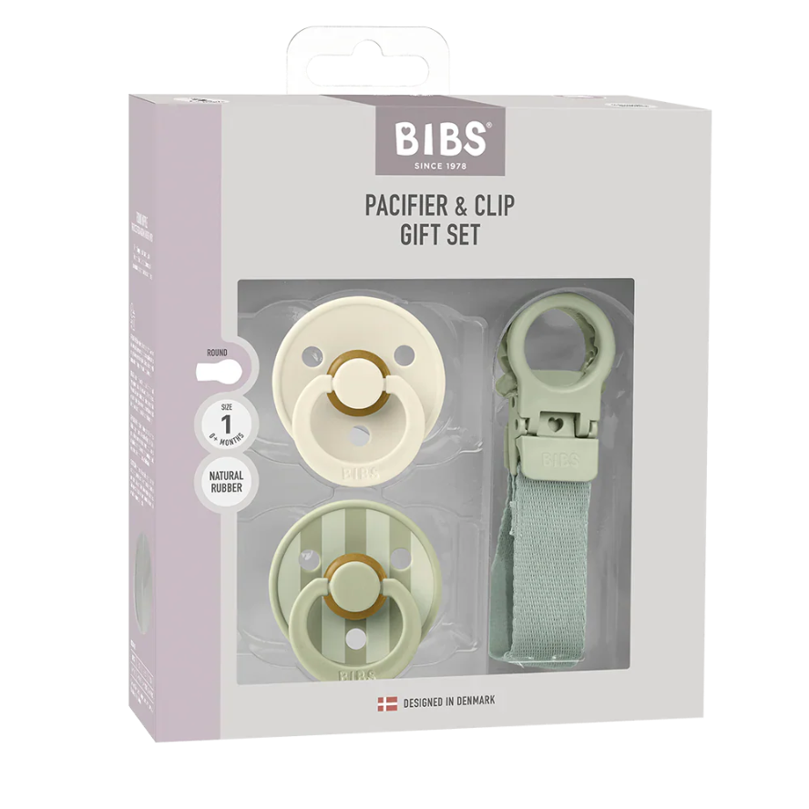 Bibs Colour Dummy & Loop Clip Gift Set - Sage
