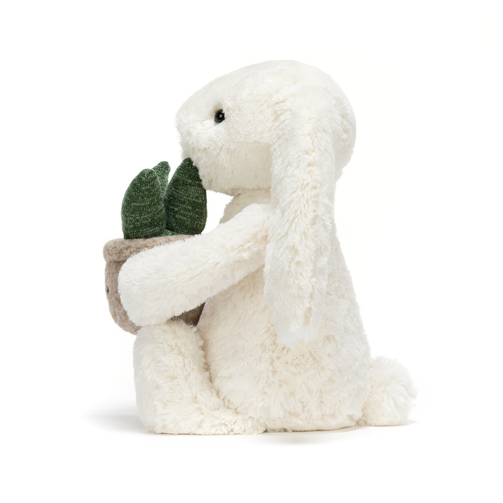 Bashful Cream Bunny with Plant