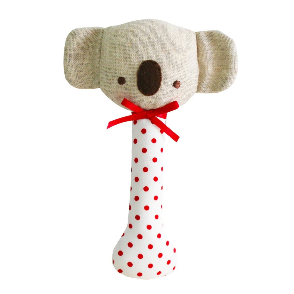 Baby Koala Stick Rattle - Red Spot