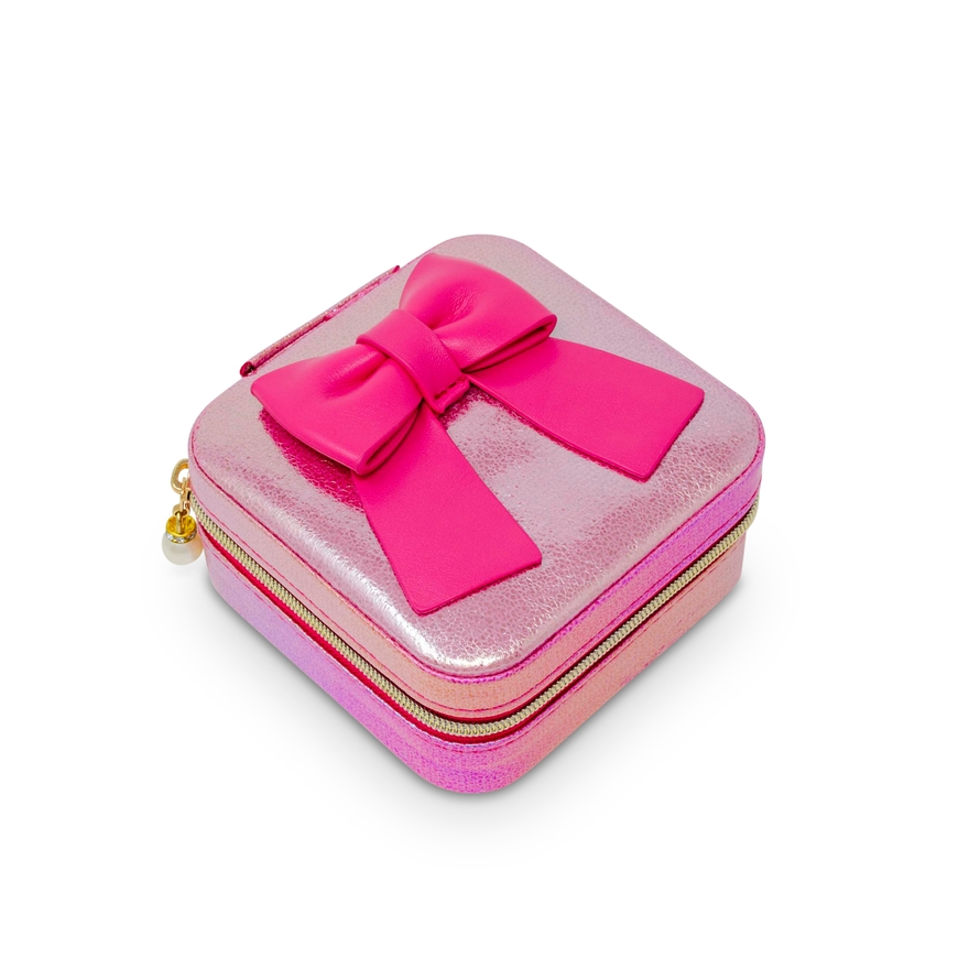 Shiny Jumbo Bow Jewellery Box - Hot Pink
