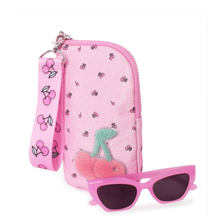 Cherry Wristlet Case & Sunglasses - Cotton Candy