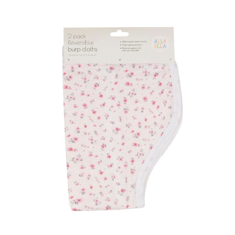 Burp Cloth 2pk - Pink Petals