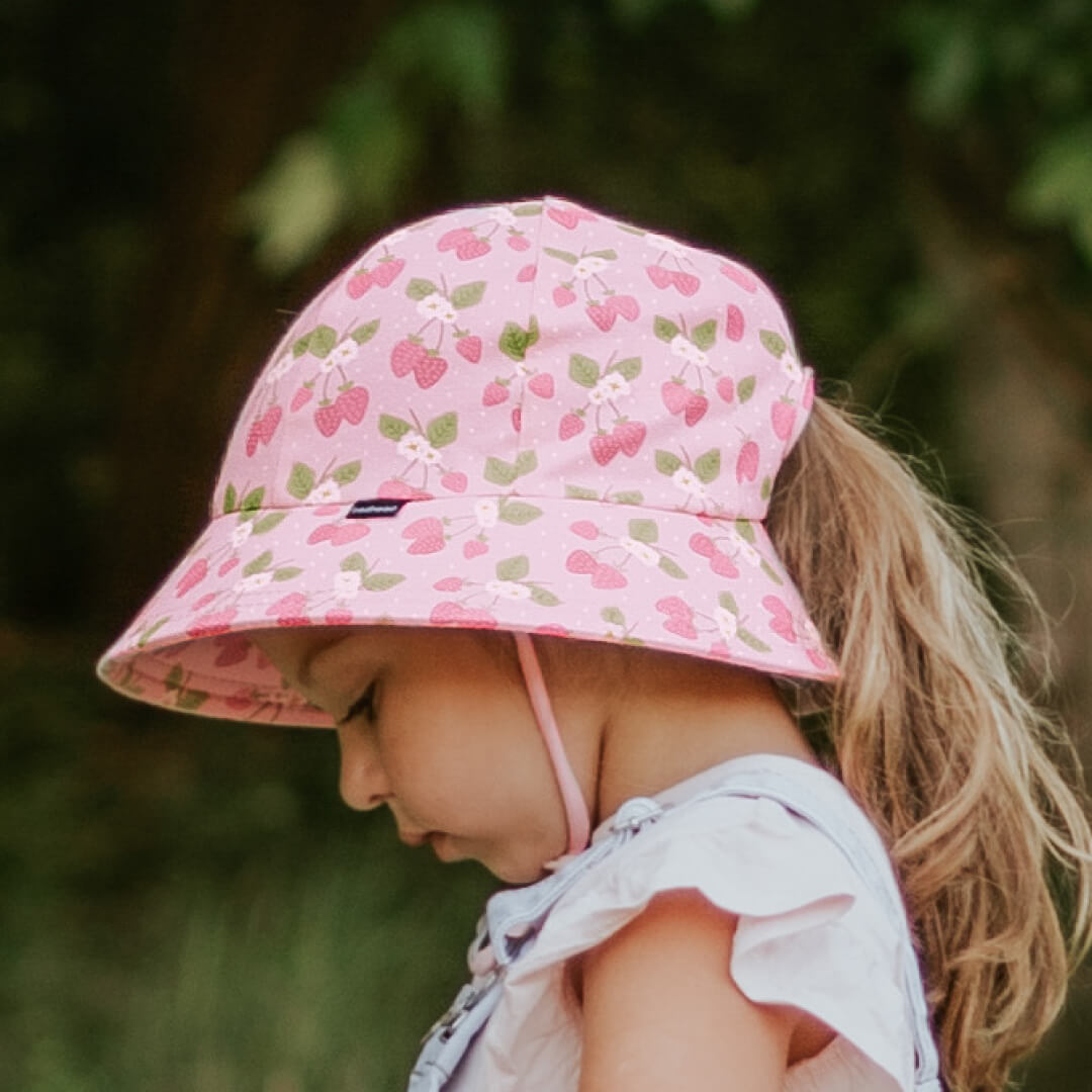 Ponytail Bucket Sun Hat - Strawberry