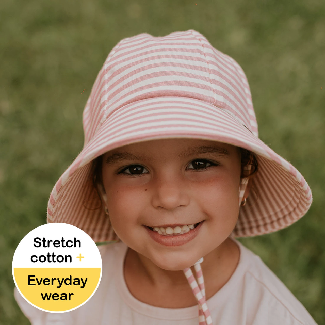 Ponytail Bucket Sun Hat - Pink Stripe