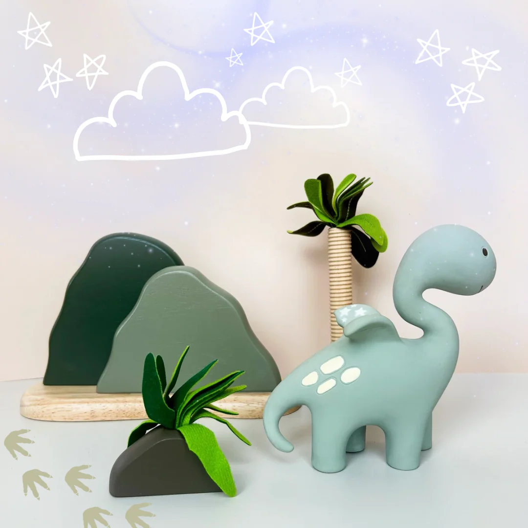 Natural Rubber Teether - Diplo The Dino Dragon - Sage
