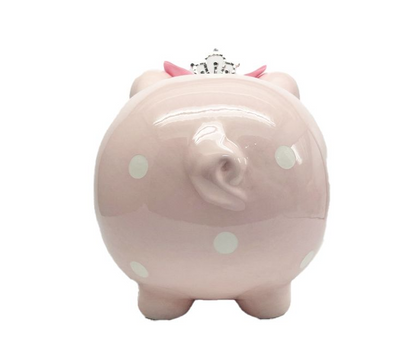 Piggy Bank - Pink Polka Dot Crown