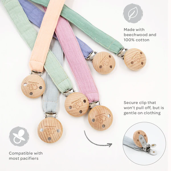 100% Cotton Pacifier Clip - Silent Sage