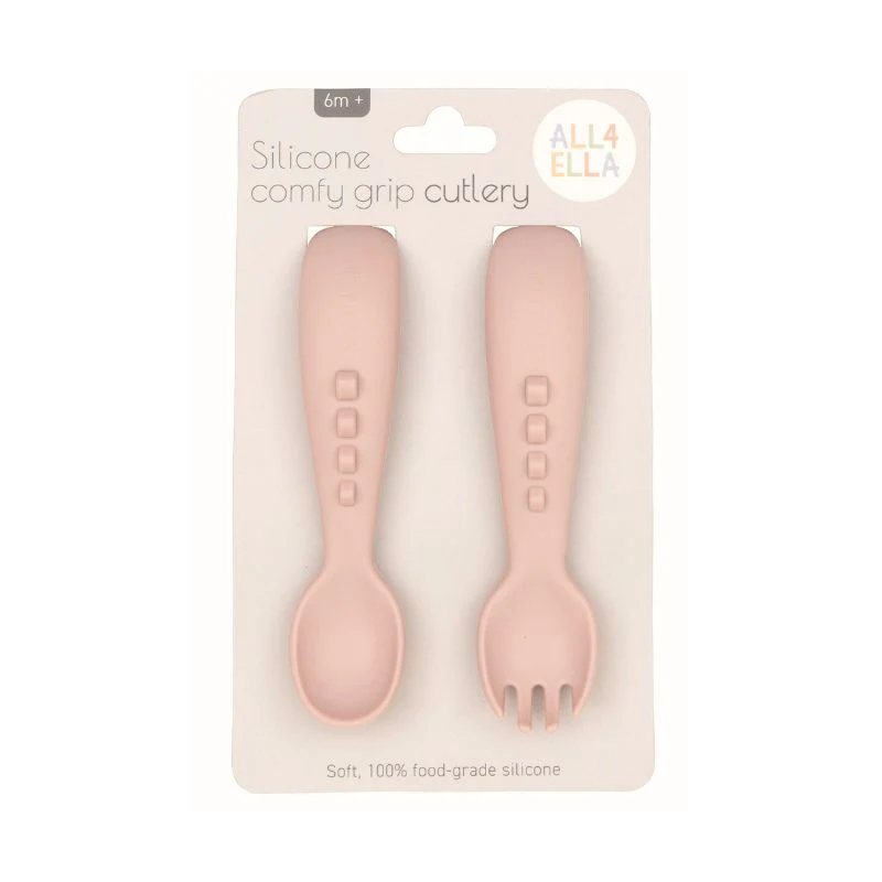 Silicone Comfy Grip Cutlery - Dusky Pink