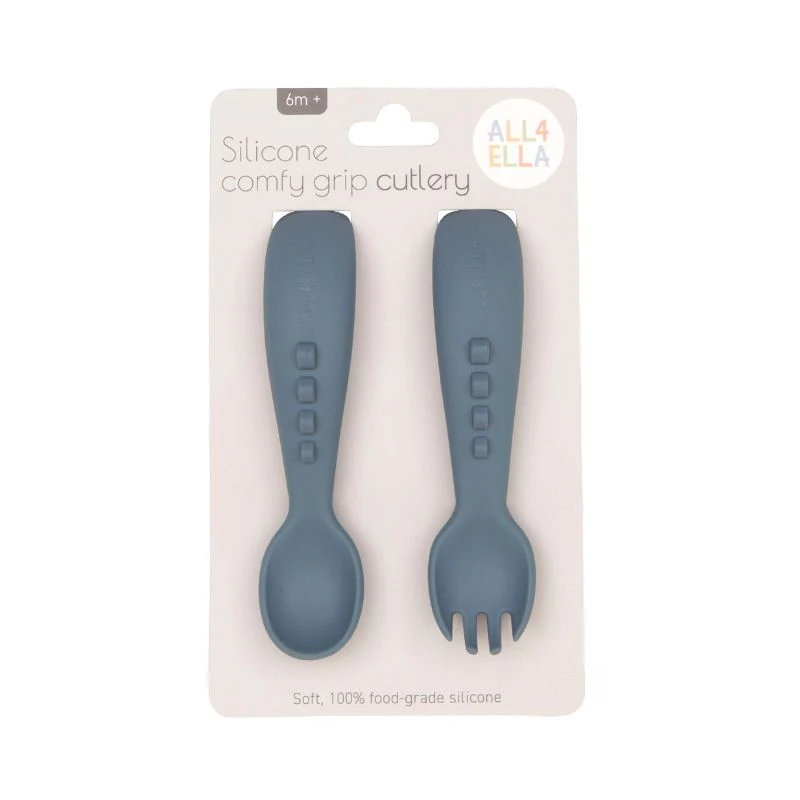Silicone Comfy Grip Cutlery - Slate Blue