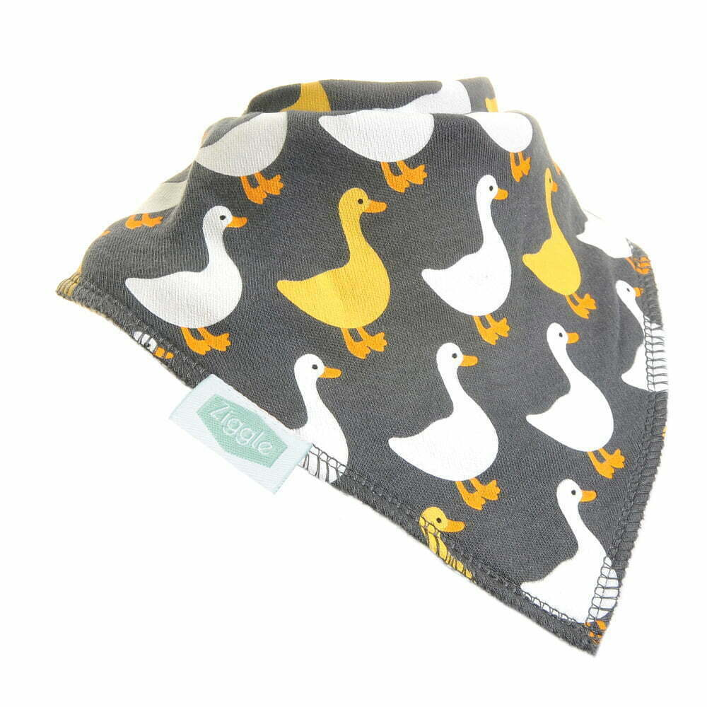 Bandana Dribble Bib - Farm Geese Gray