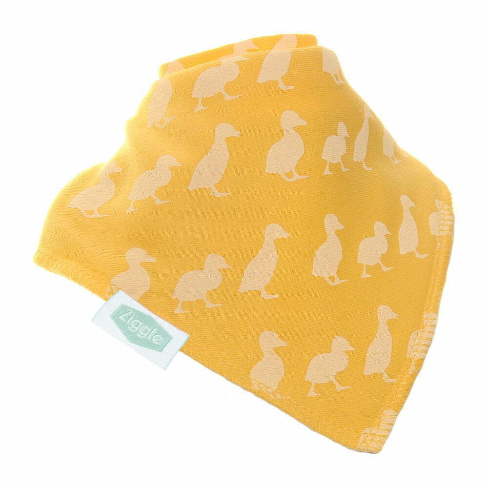 Bandana Dribble Bib - Waddling ducks Yellow