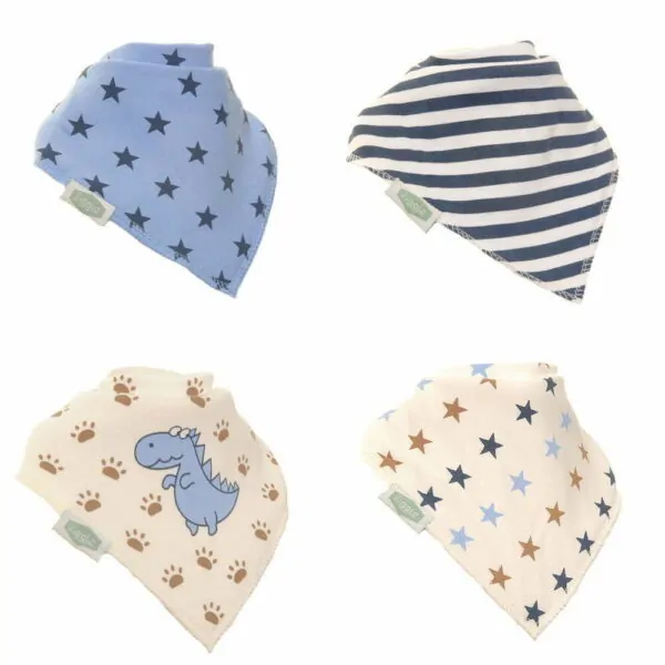 Bandana Dribble Bibs 4 pack - Dino, Stars & Stripes