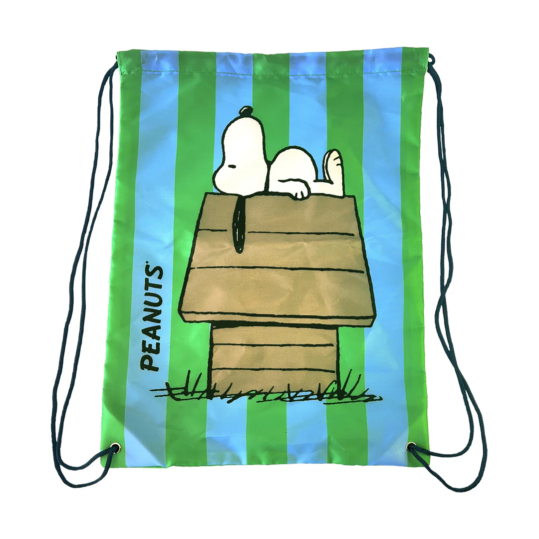 Peanuts Drawstring Bag - Green Blue Striped