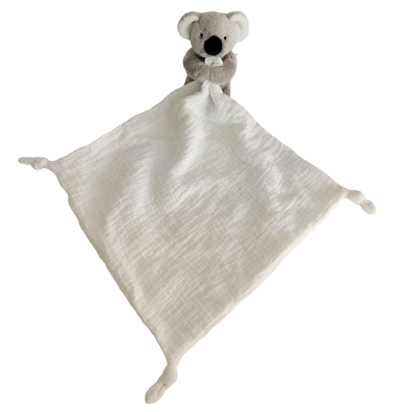 Kip the Koala with White Comforter