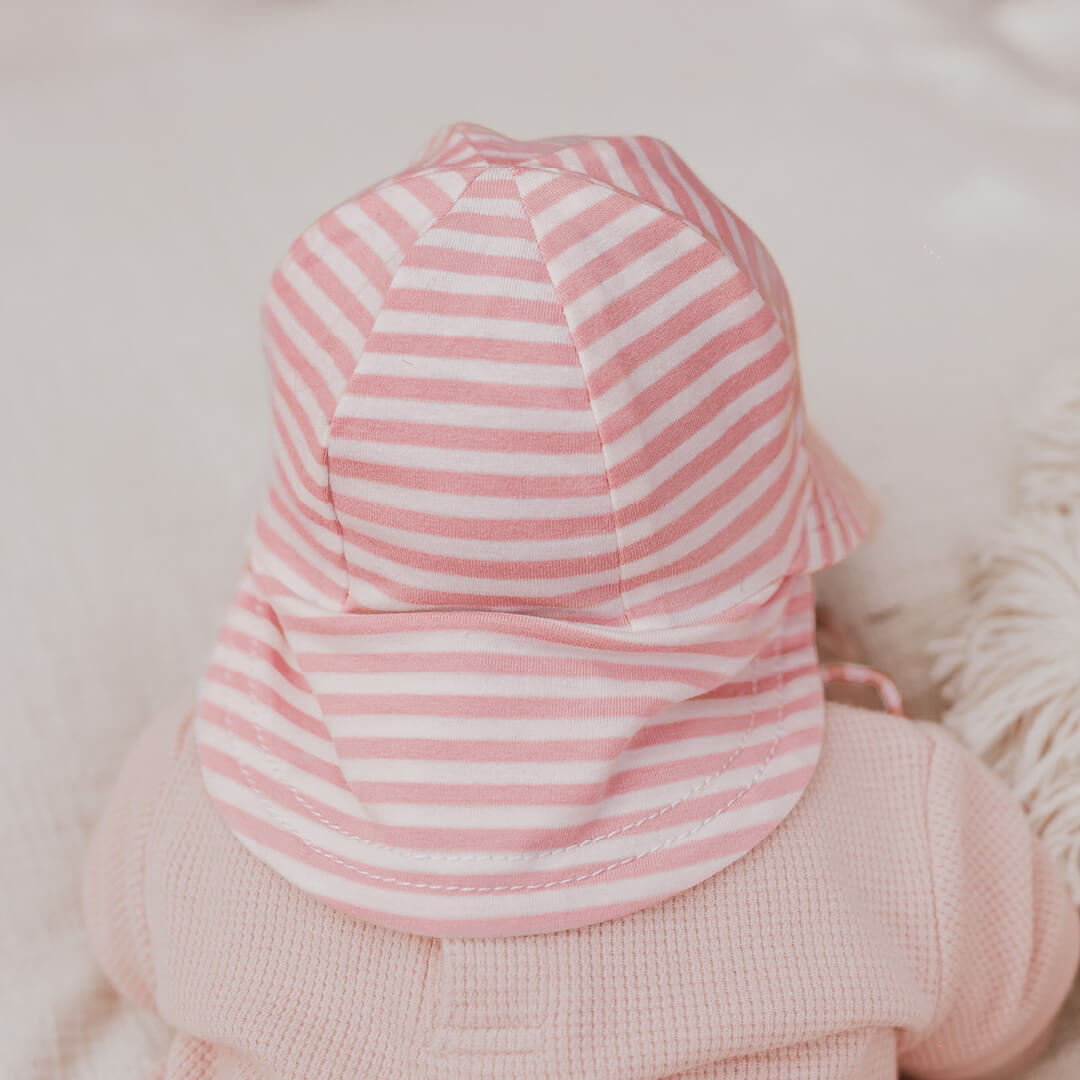 Legionnaire Flap Sun Hat - Pink Stripe