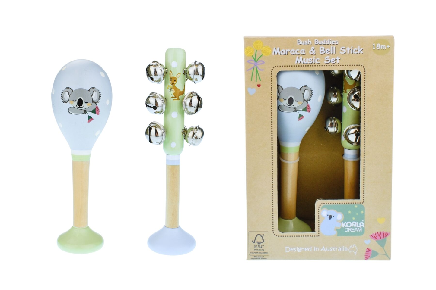 Koala Dream Maraca & Bell Stick Set
