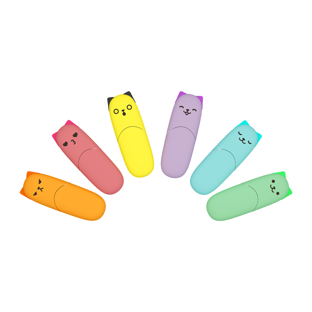 Kitty Cats Pastel Highlighters - Set of 6
