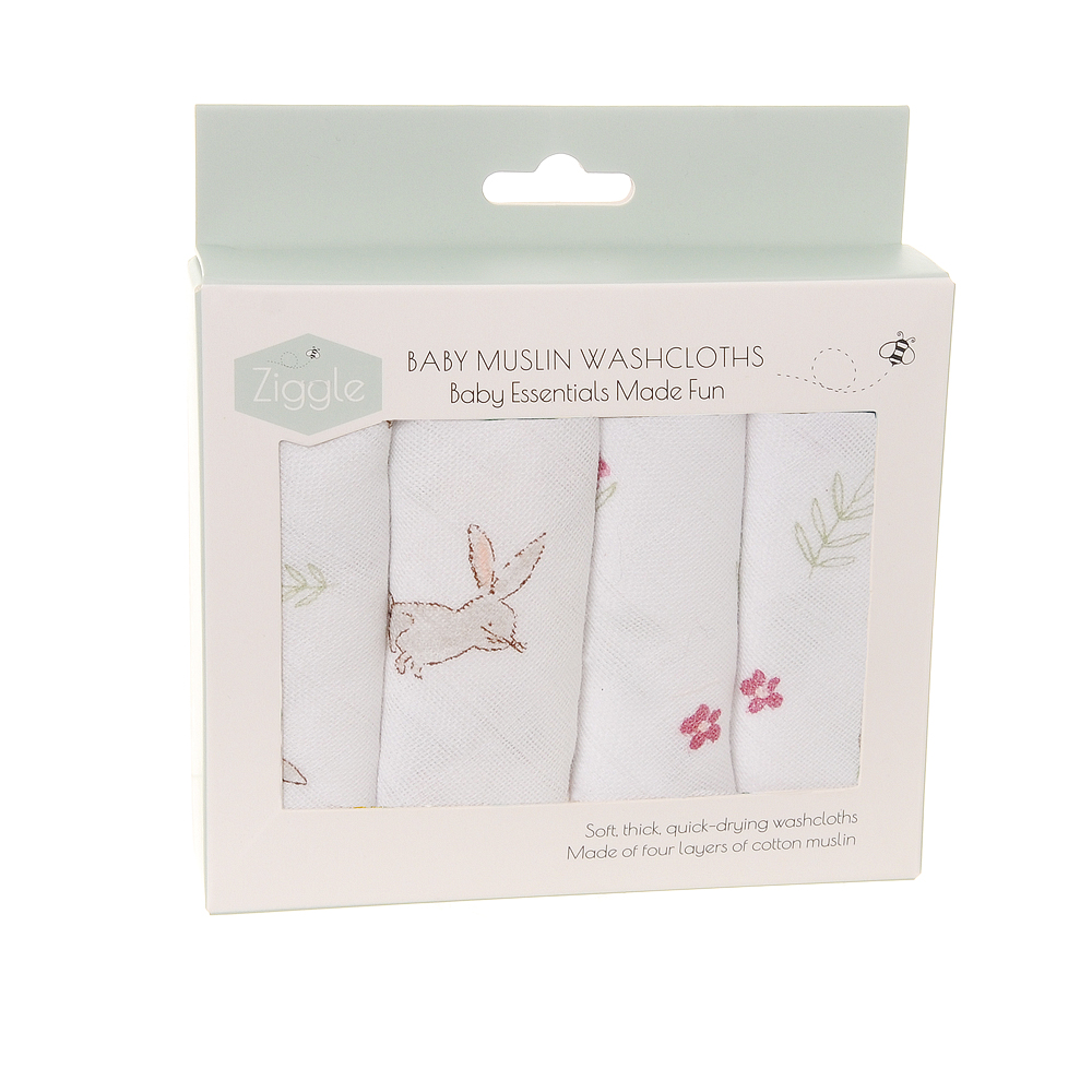 Baby Muslin Washcloth 4 pack - Bunnies