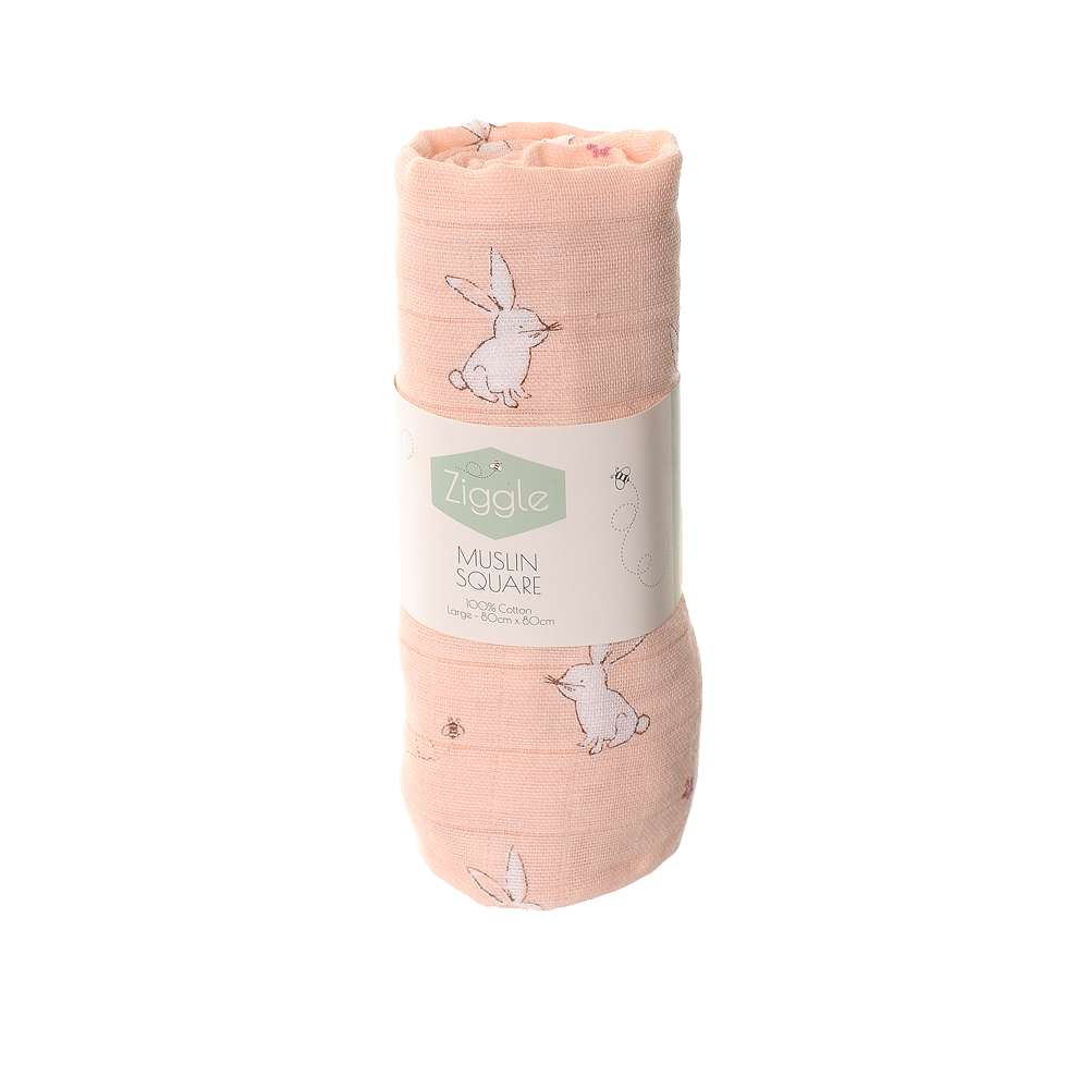 Muslin Square - Pink Bunny