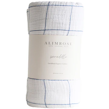 Muslin Swaddle - Grid Navy