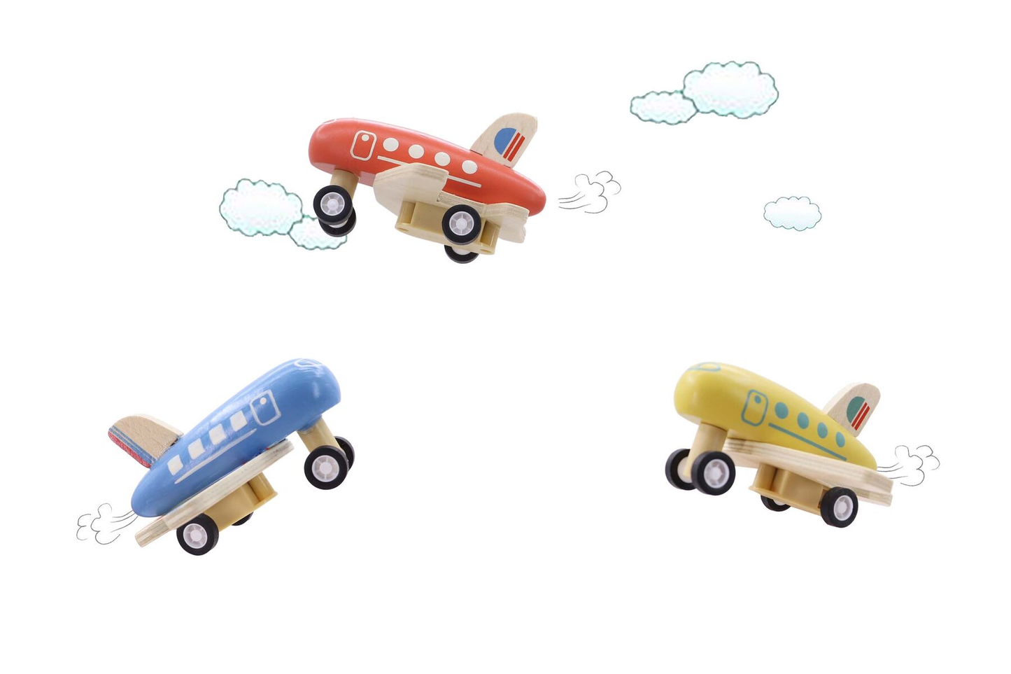 Wooden Pull Back Airliner