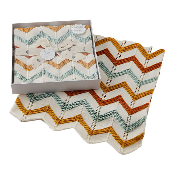 Zig Zag Knit Blanket - Brick