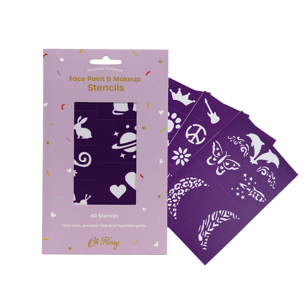 Face Paint and Makeup Stencils - Purple (40 Stencils)