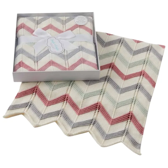 Zig Zag Cotton Blanket - Blush