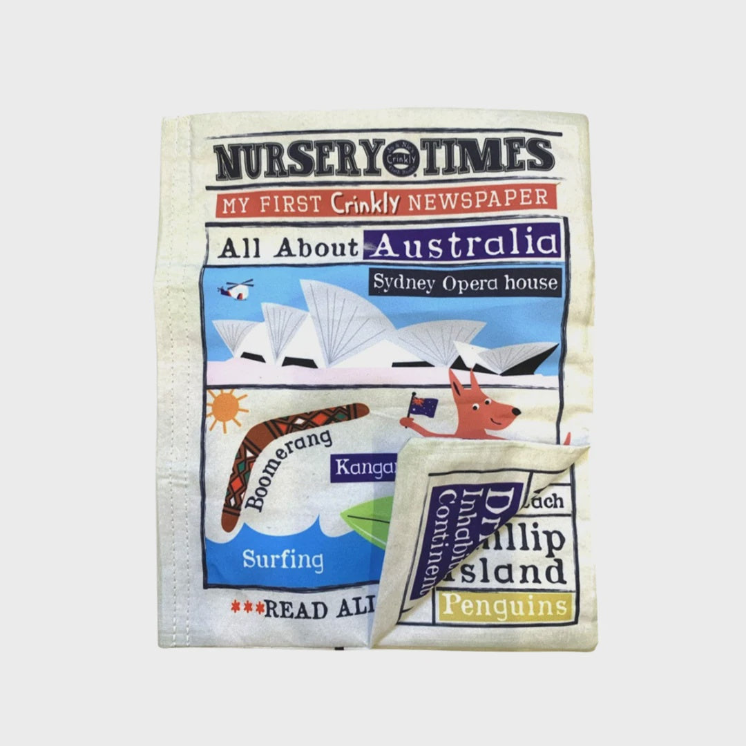 Crinkly Newspaper Cloth Book - All About Australia
