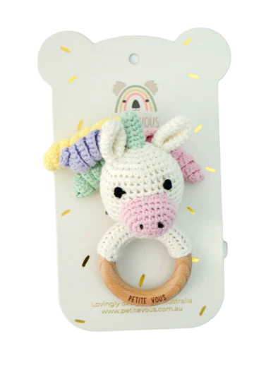 Crochet Ring Rattle Isla Unicorn