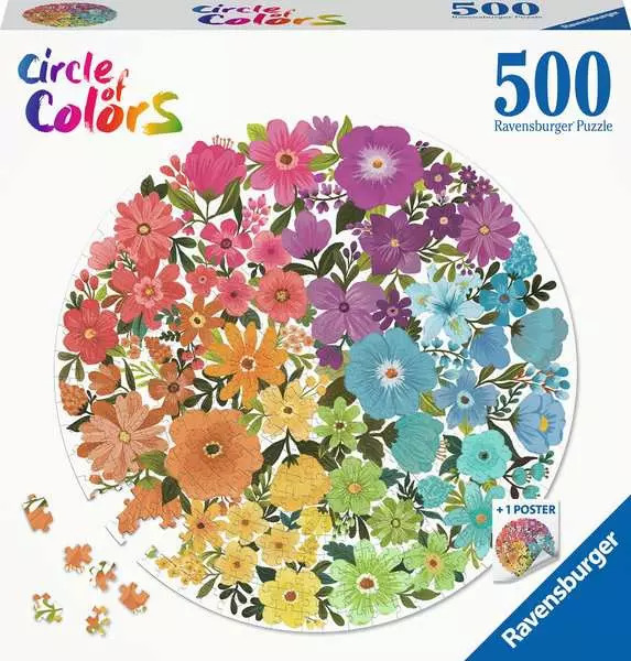 500pc Puzzle - Circle of Colors - Flowers