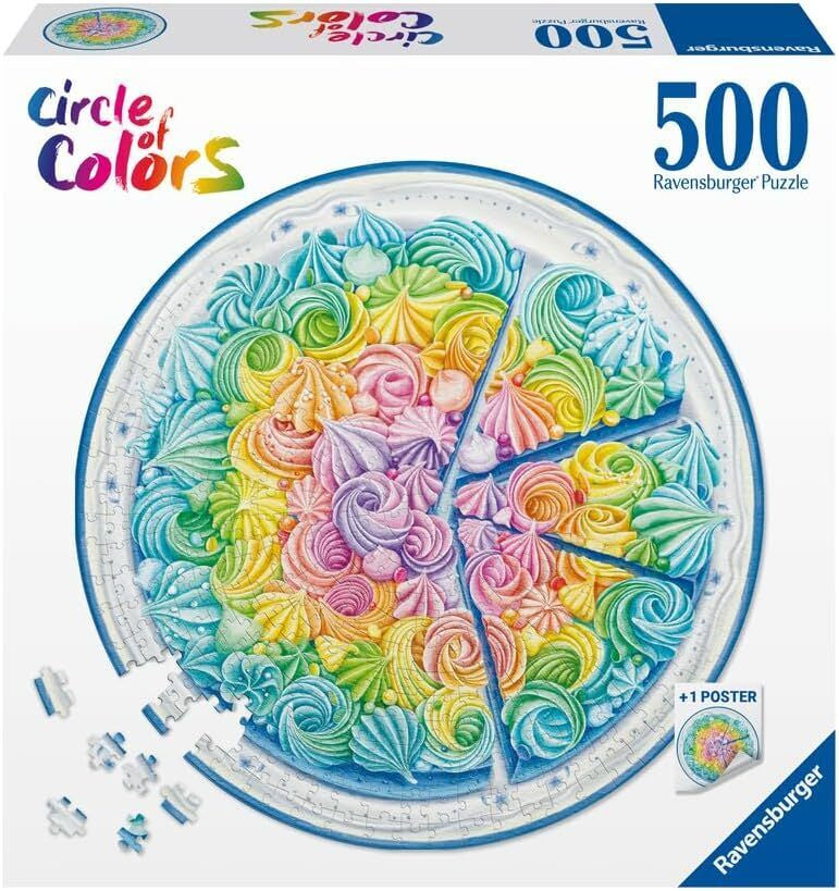 500pc Puzzle - Circle of Colors - Rainbow Cake