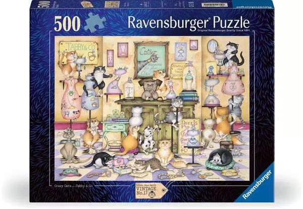 500 pc Puzzle - Crazy Cats Tabby & Co
