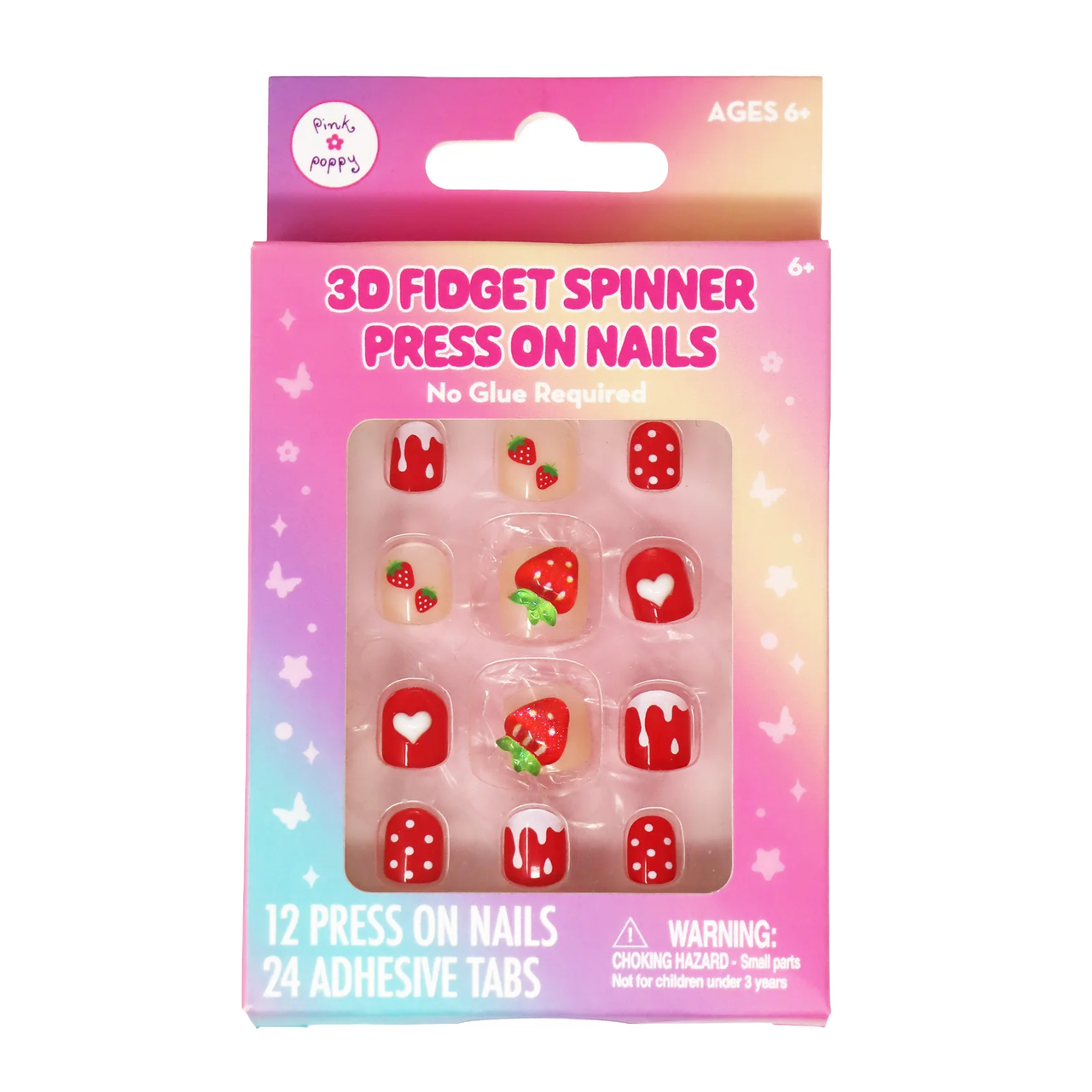 3D Fidget Spinner Press-on Nails - Strawberry