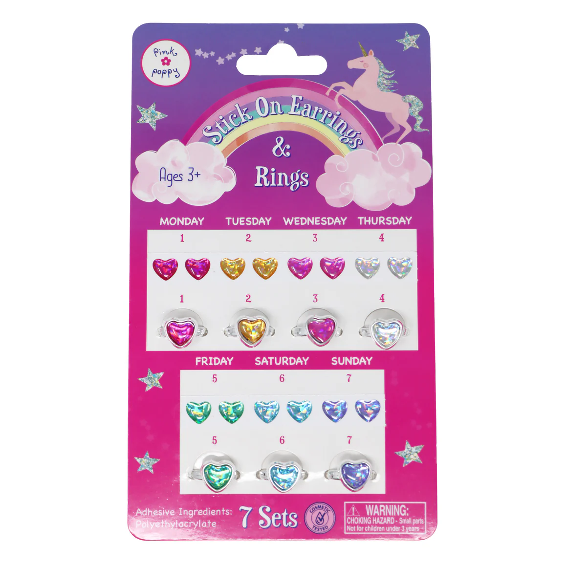 7 Day Stick-on Earring & Ring Set
