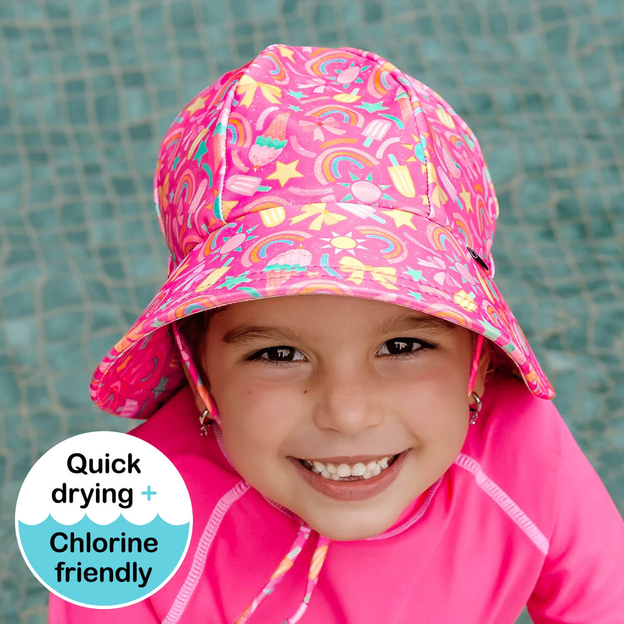 Ponytail Bucket Swim Hat - Summertime