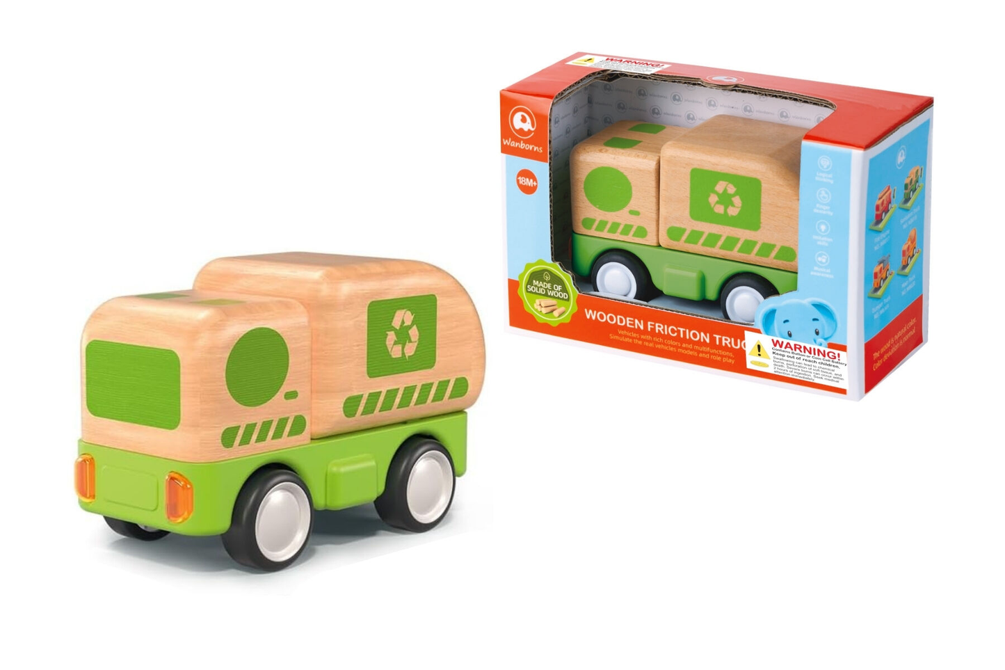 Wooden Friction Truck - Recycling