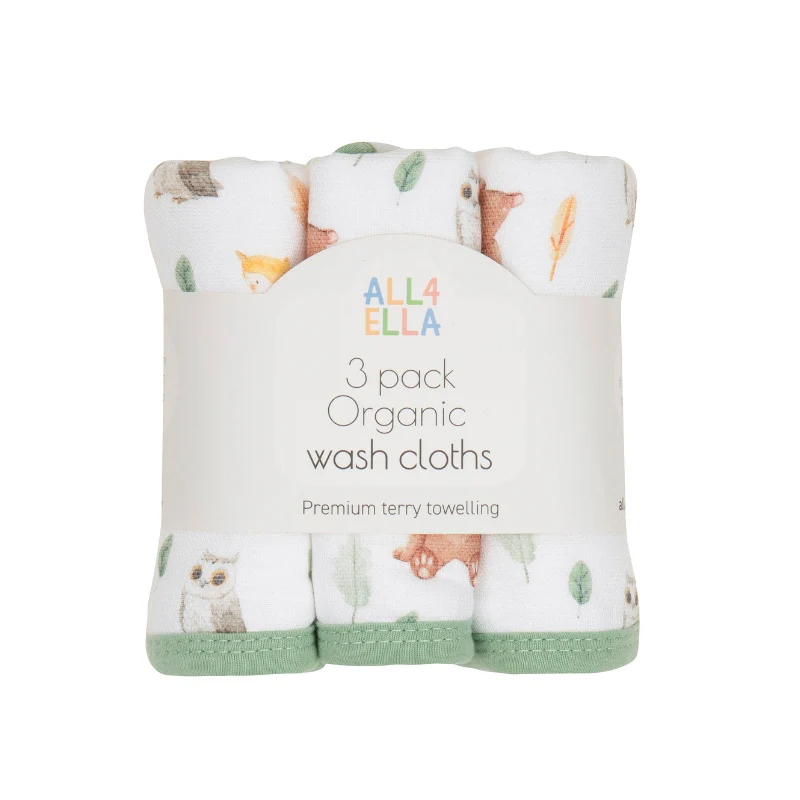 Organic Wash Cloths 3pk - Forest Friends