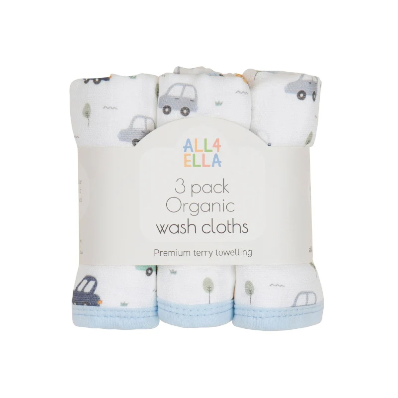 Organic Wash Cloths 3pk - Beep Beep