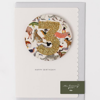 Birthday Badge Age Card - Liberty  Fabric