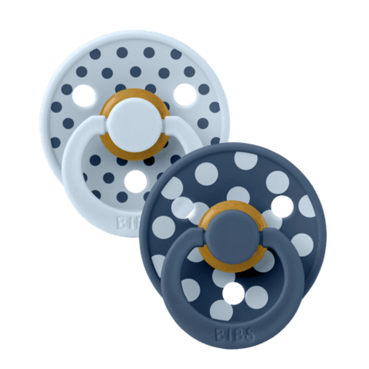 Bibs Pacifier - Studio Polka Collection - Size 1 (Baby Blue/Steel Blue)