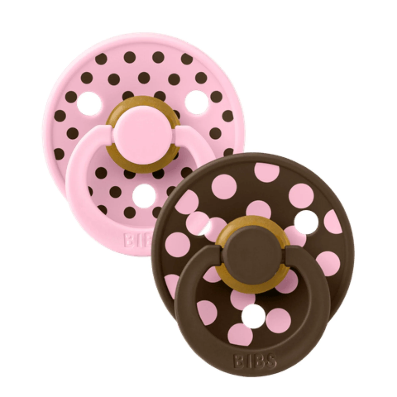Bibs Pacifier - Studio Polka Collection - Size 2 (Baby Pink/Mocha)
