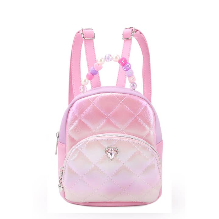 Quilted Metallic Colour Block Micro Mini Backpack