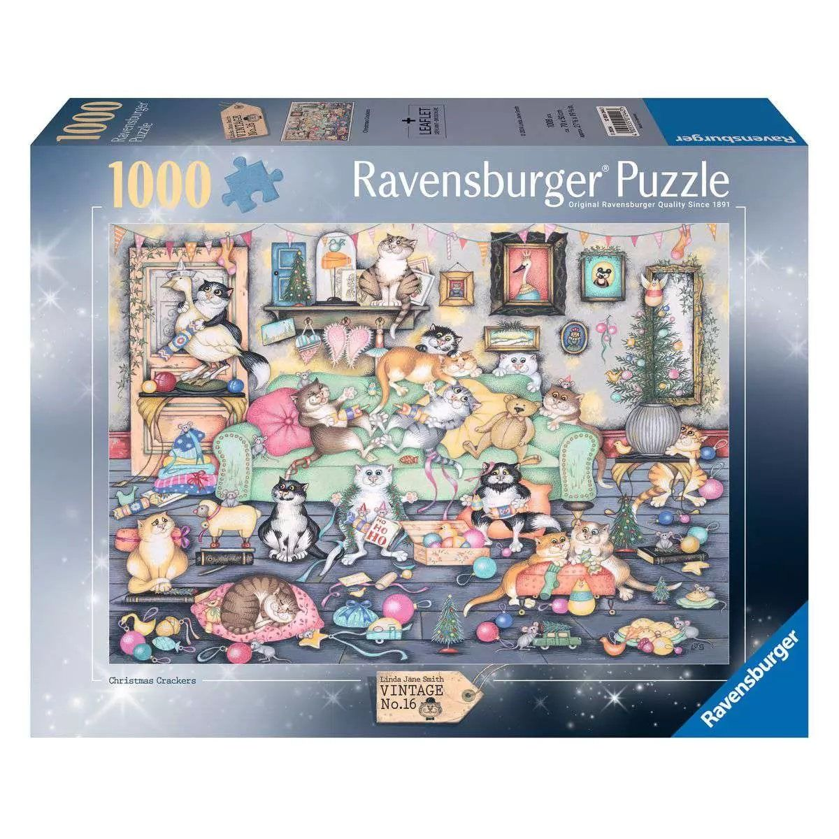 1000pc Puzzle - Crazy Cats Christmas Crackers