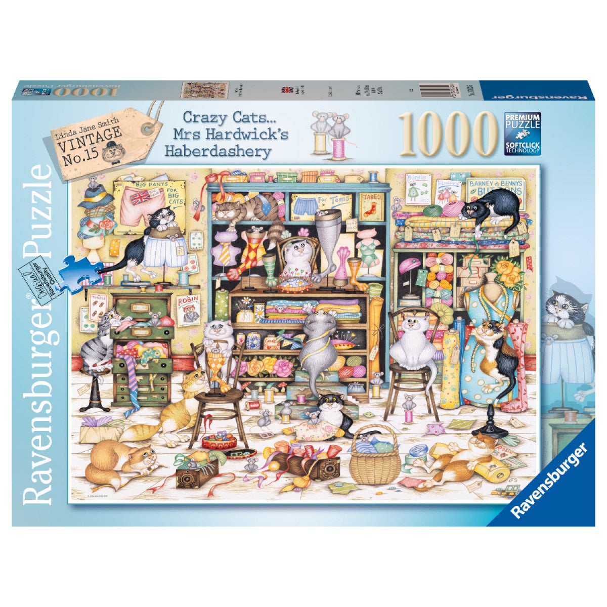 1000 pc Puzzle - Crazy Cats: Haberdashery