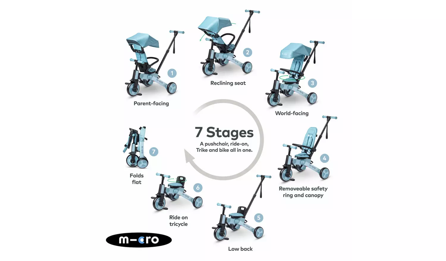 Micro 7-in-1 Ride-on Tricycle - Ice Blue