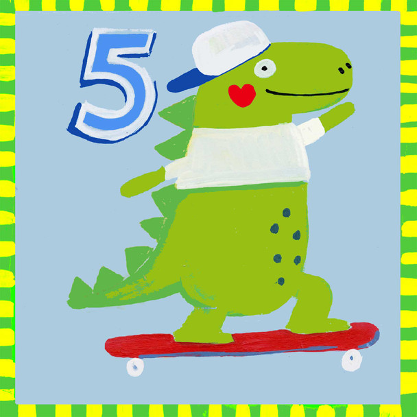 Happy 5th Birthday - Skateboarding Crocodile