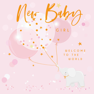 New Baby Girl Elephant Card