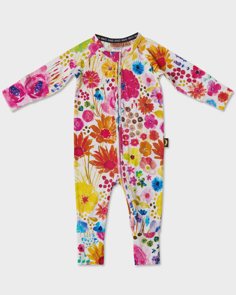 Field of Dreams In Colour Organic Long Sleeve Romper